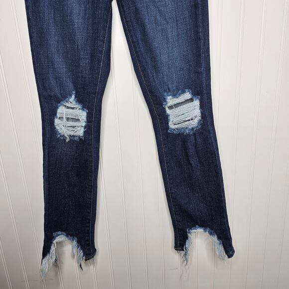 L'AGENCE Highline Distressed Skinny Jeans Size 24 High Rise Stretch Raw Hem Boho - Picture 4 of 11